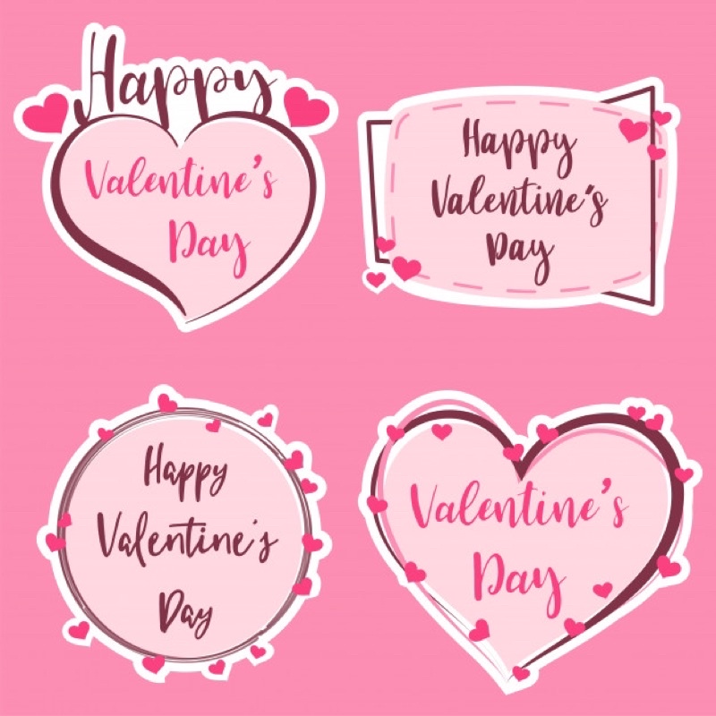 Sticker Valentine 30-60 cái ép lụa decal dán/ hình dán Valentine