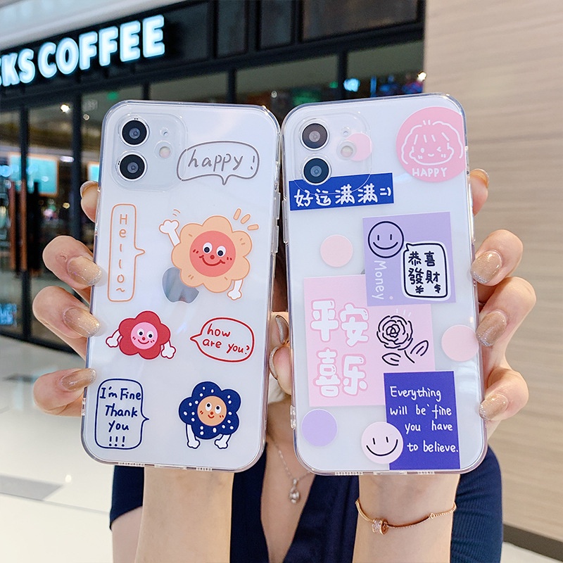 Ốp lưng iphone Hoa cười Happy dẻo slicon iphone 11 7plus 8plus x xsmax 11pro max 12pro 12promax 13promax t119