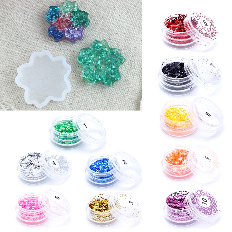 Khuôn Lục Giác Đính Đá Pha Lê Xanh Dương UV Làm Trang Sức Thủ Công