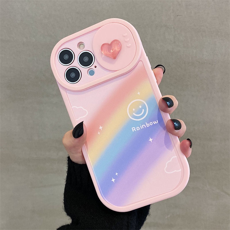 Ốp Điện Thoại Hình Mặt Cười Cầu Vồng Cho iphone 12 13 11 Pro Max X Xs Max Xr Fhf6