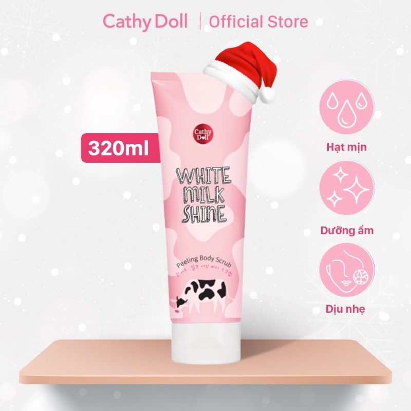 Tẩy Tế Bào Chết Body Sữa Bò Dâu Cathy Doll White Milk Shine Peeling Body Scrub 320ml