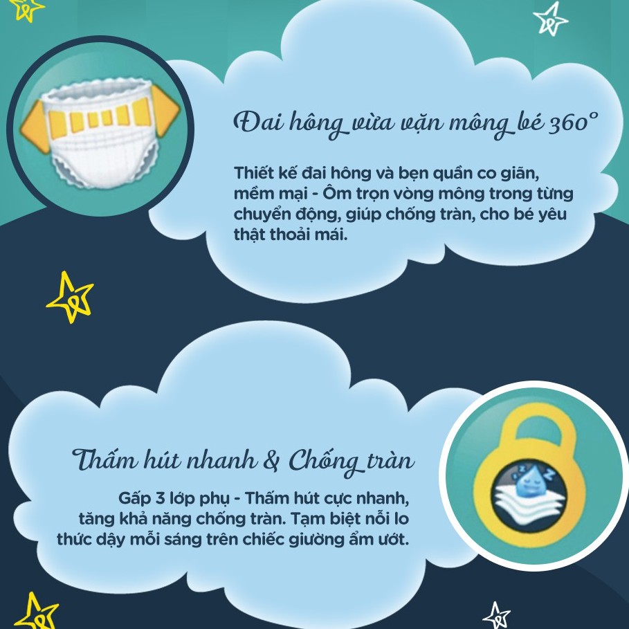 Tã quần Pampers ngon giấc L30/ XL26/ XXL22