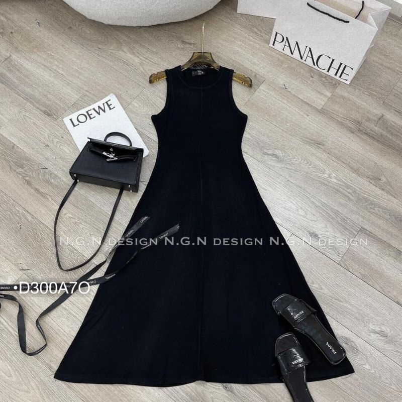 Đầm sát nách dáng suông váy maxi đầm ba lỗ dáng xòe bầu bon chen được thun dẻo mịn mát