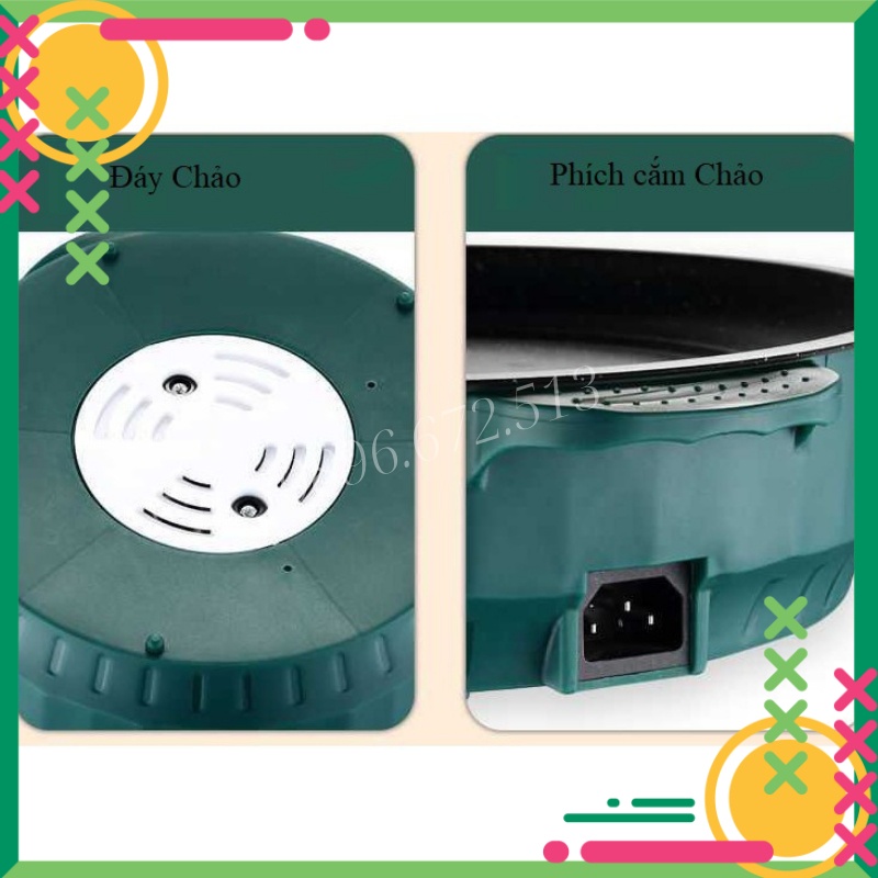 Chảo Nướng Điện Mini Chống Dính Đa Năng 26cm Bếp Nướng Điện Không Khói BBQ Hàn Quốc Cực Nhanh