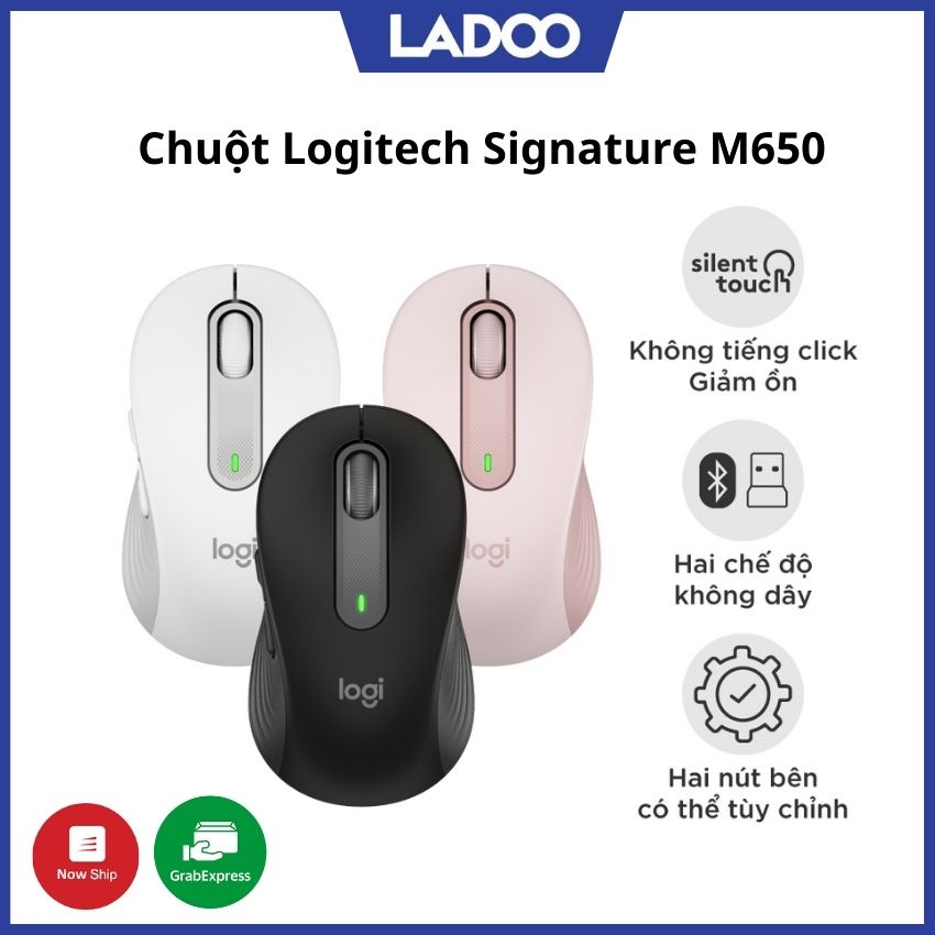 Chuột không dây Logitech Signature M650 - CHỐNG ỒN + Bluetooth - Bảo hành 12 tháng