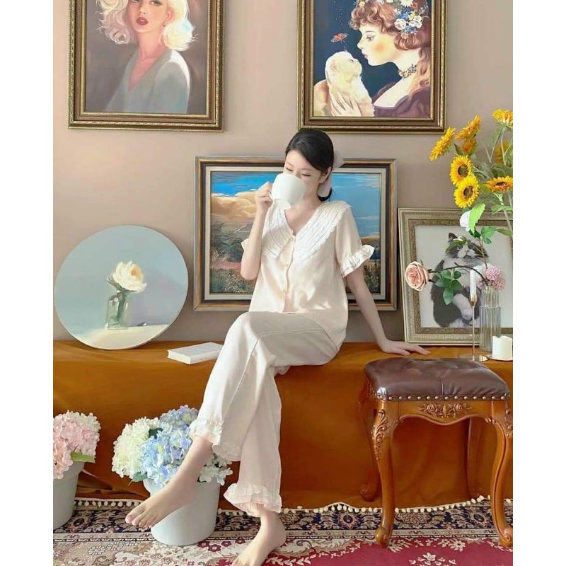 Đồ bộ nữ Vic's lụa Latin cao cấp, đồ ngủ hoạ tiết mặc nhà sang trọng L237 thời trang nữ pijama | BigBuy360 - bigbuy360.vn