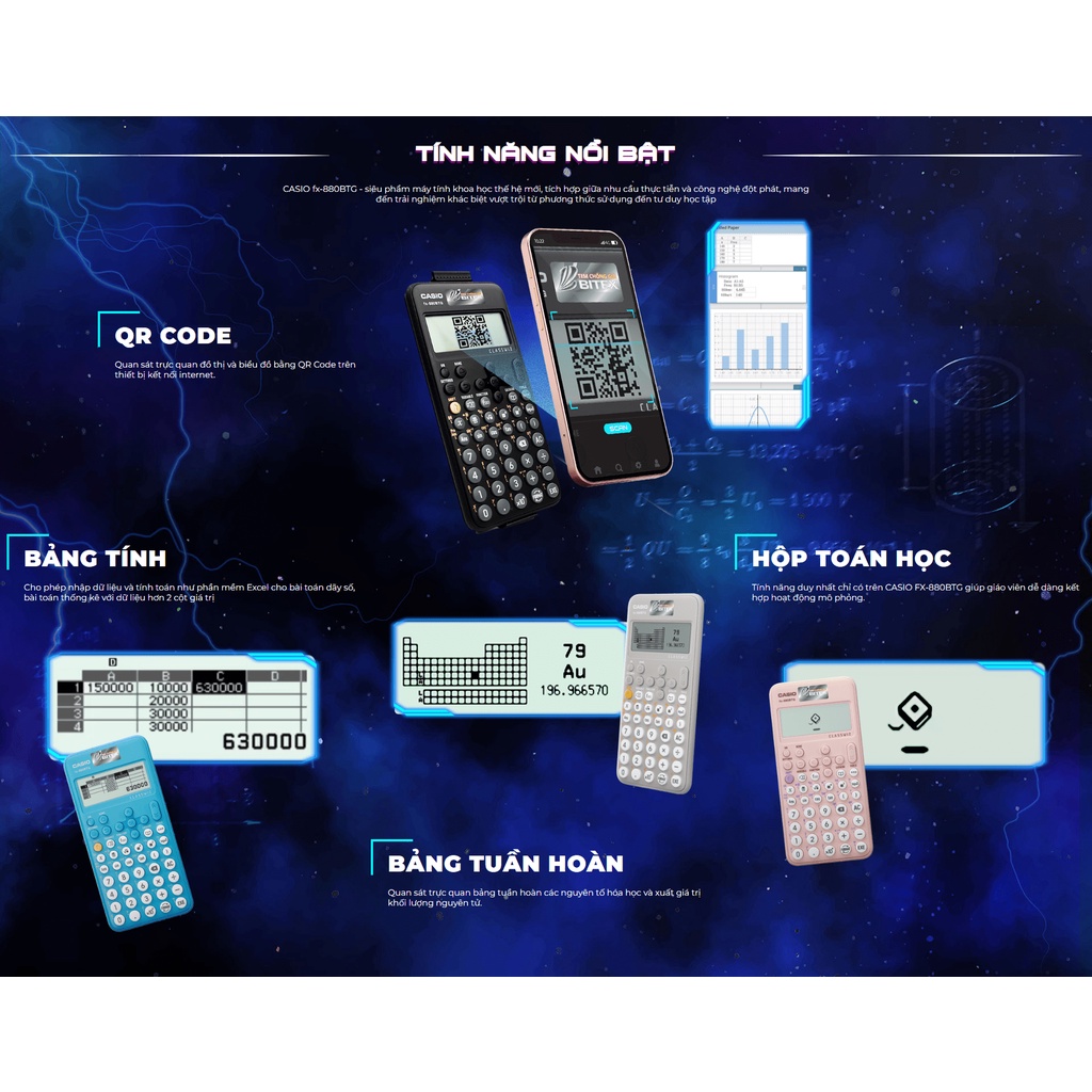Máy tính Casio FX880 BTG Chính hãng Dicamon, bảo hành 7 năm, 1 đổi 1 trong năm đầu tiên dành cho học sinh cấp 2,3