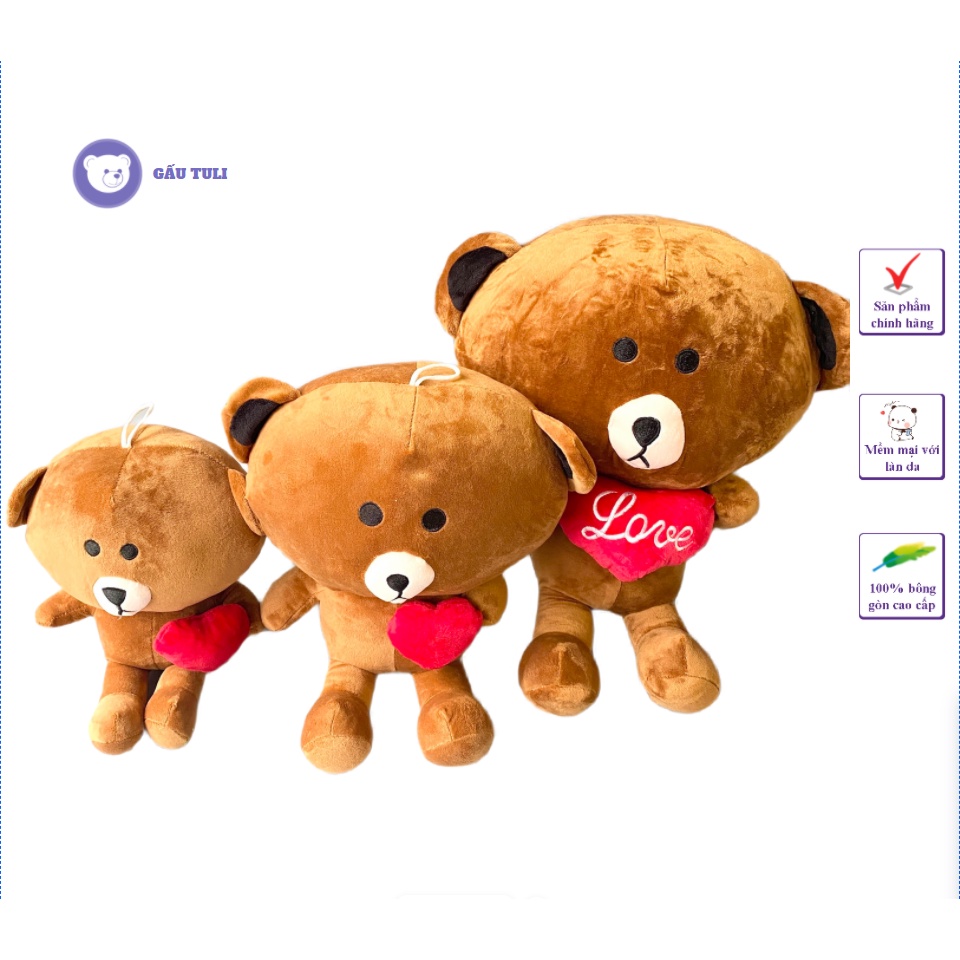 THÚ NHỒI BÔNG BROWN MỀM, ĐẸP, CAO CẤP MÀU SOCOLA SIZE 30CM-40CM-50CM