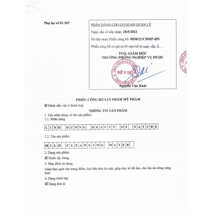 Nước Tẩy Trang Mild Cleansing Water Linh Hương Dành Cho Mọi Loại Da 100 ml