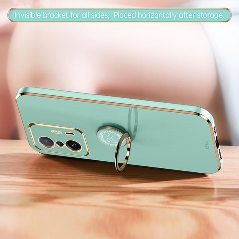 Ốp Điện Thoại Silicon Dẻo Tráng Gương 6D Kèm Giá Đỡ Nhẫn Cho Xiaomi Mi 11T Pro 10T 9T 11 Lite 5G