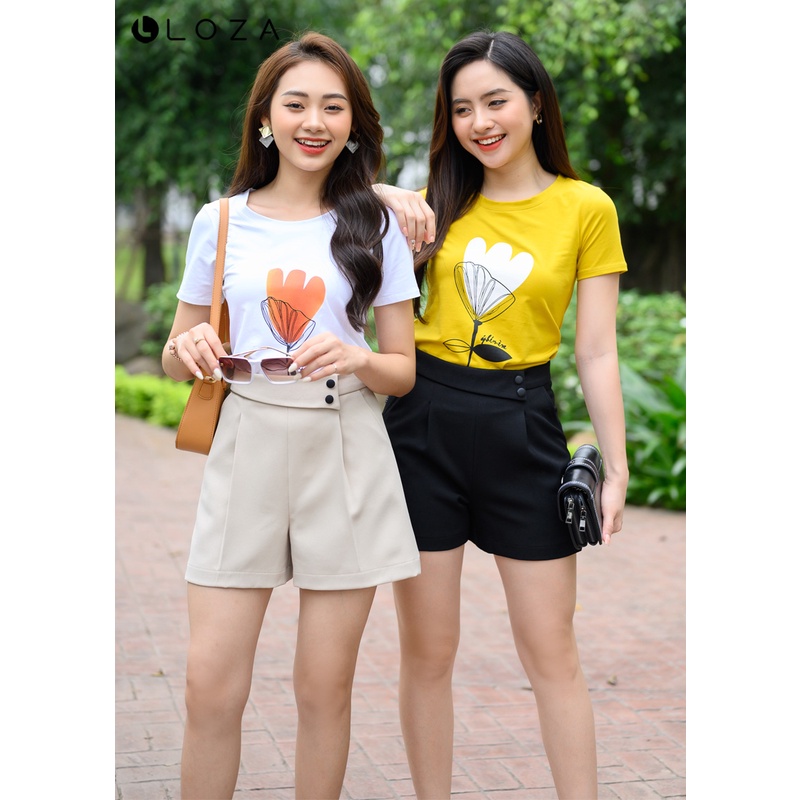 Áo phông nữ LOZA in hình bông hoa siêu mát - PT04116