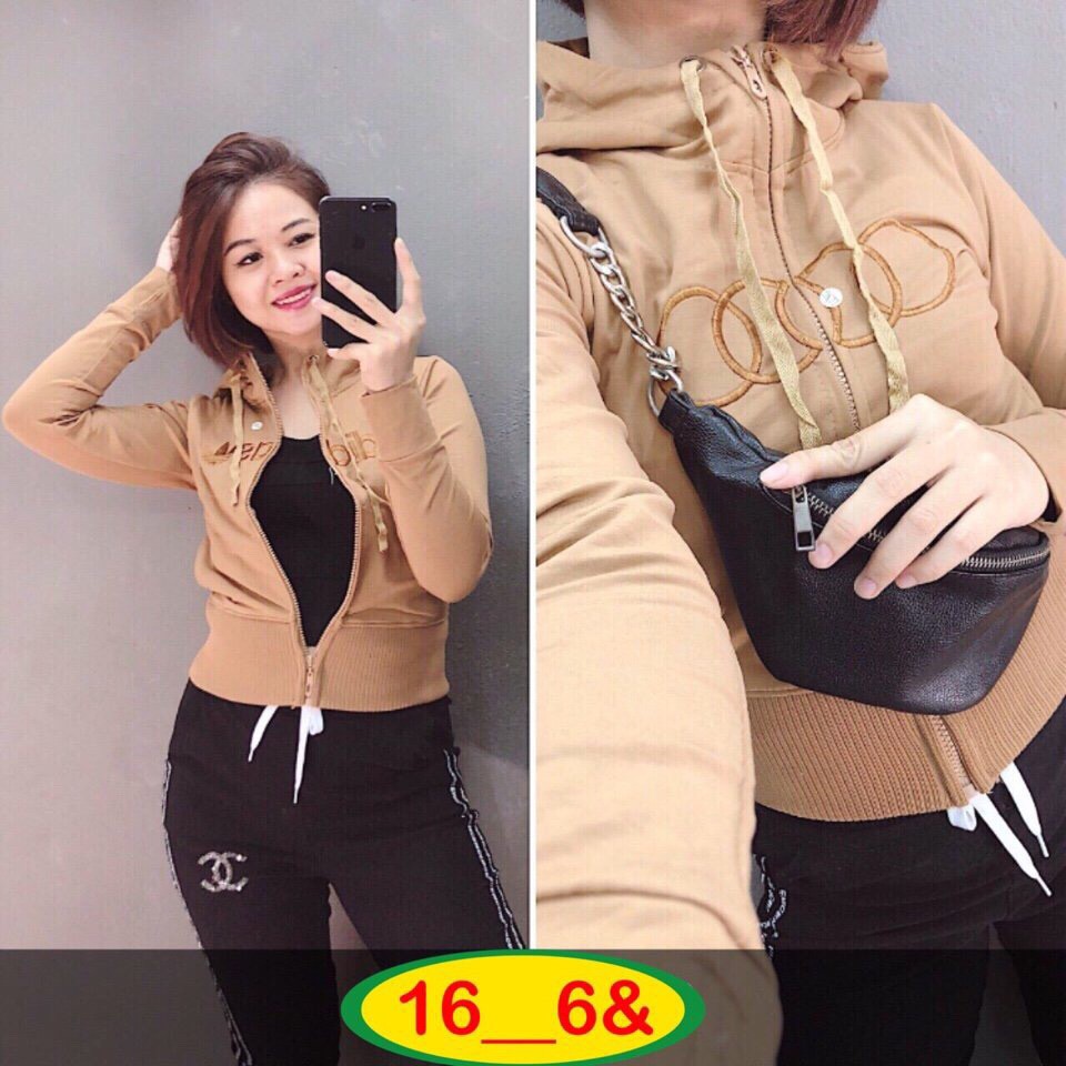 Áo Khoác Thun Da Cá Thêu Có Nón Mẫu Mới