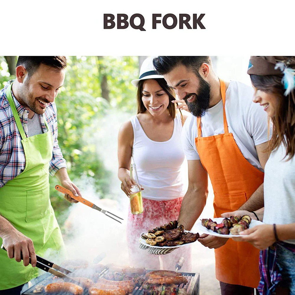 Nĩa Xiên Thịt Gà Bằng Thép Không Gỉ Cán Gỗ Chuyên Nghiệp Cho Nhà Bếp / Nướng Bbq 81