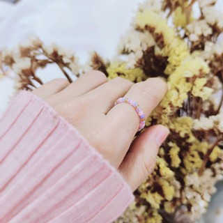 Nhẫn nữ hạt cườm tone pastel phong cách Hàn