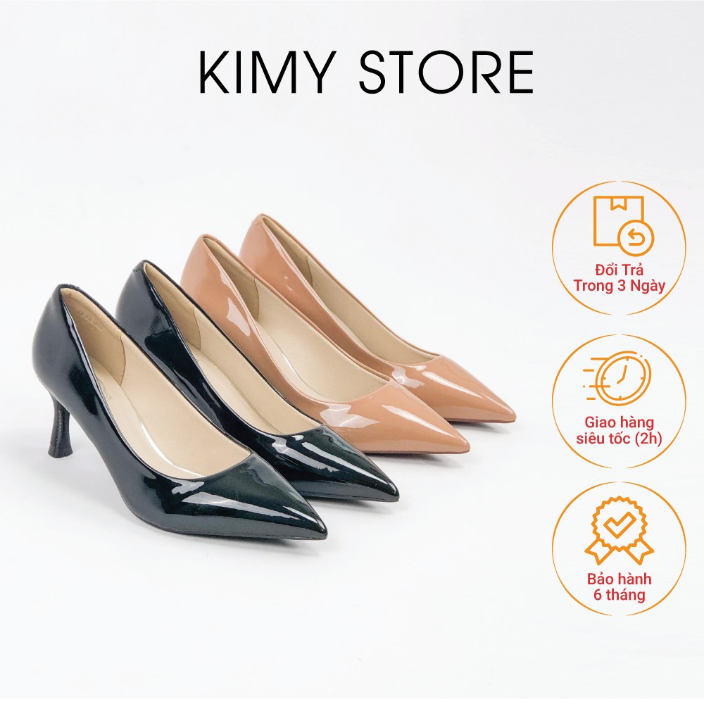 Giày cao gót 5p VNXK cho nữ, giày công sở da bóng xuất Hàn - Kimy Store