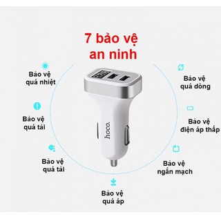 Tẩu Sạc Ô Tô Hoco Z32 cổng USB có đèn LEd