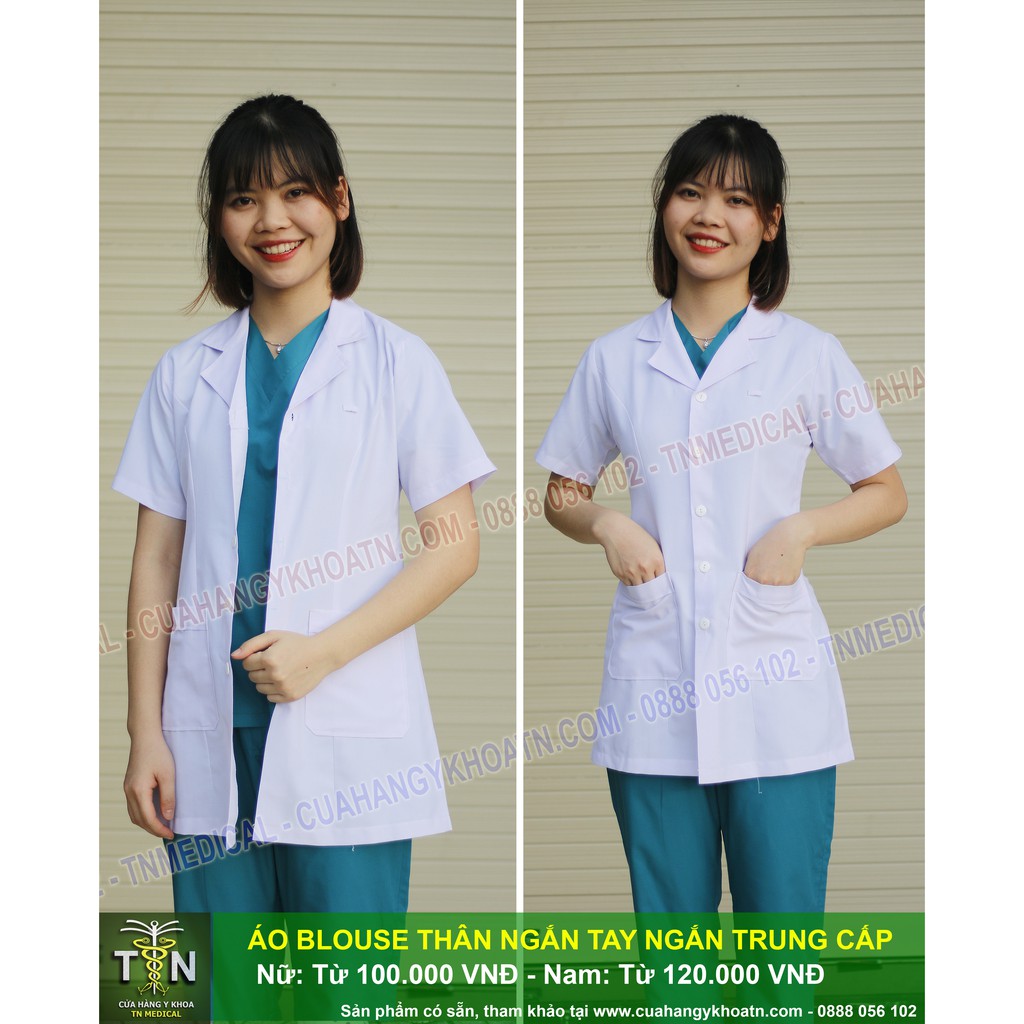 Áo Blouse (Blue) Tay Ngắn, Thân Ngắn Dược Sĩ, Điều Dưỡng, Y Tá - Thương hiệu TN Medical | BigBuy360 - bigbuy360.vn