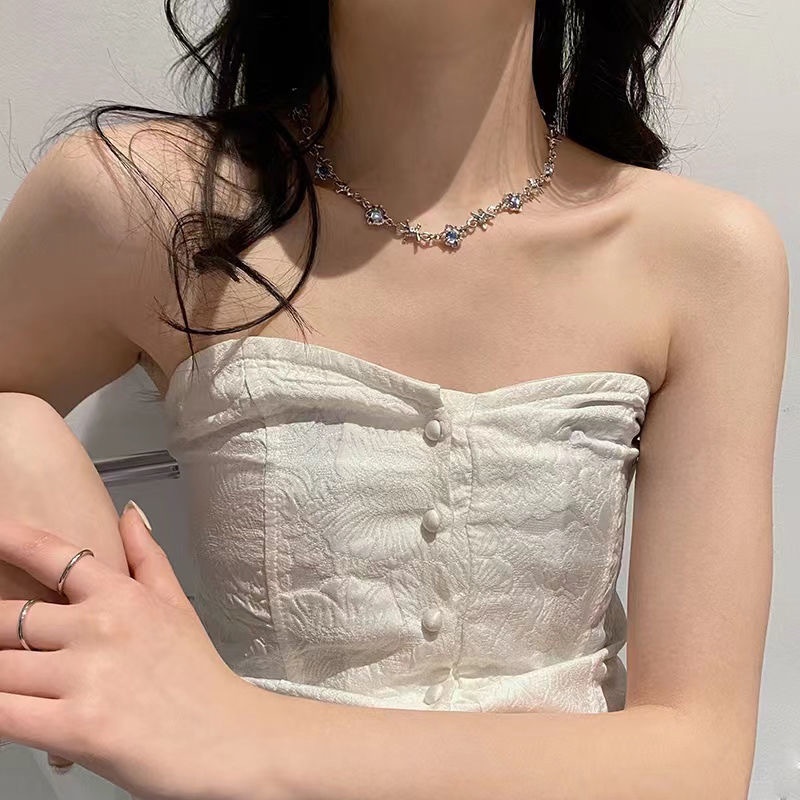 Vòng Cổ Dây Gai Đen Mặt Đá Mặt Trăng Tinh Tế Phong Cách Hip Hop 19A1642