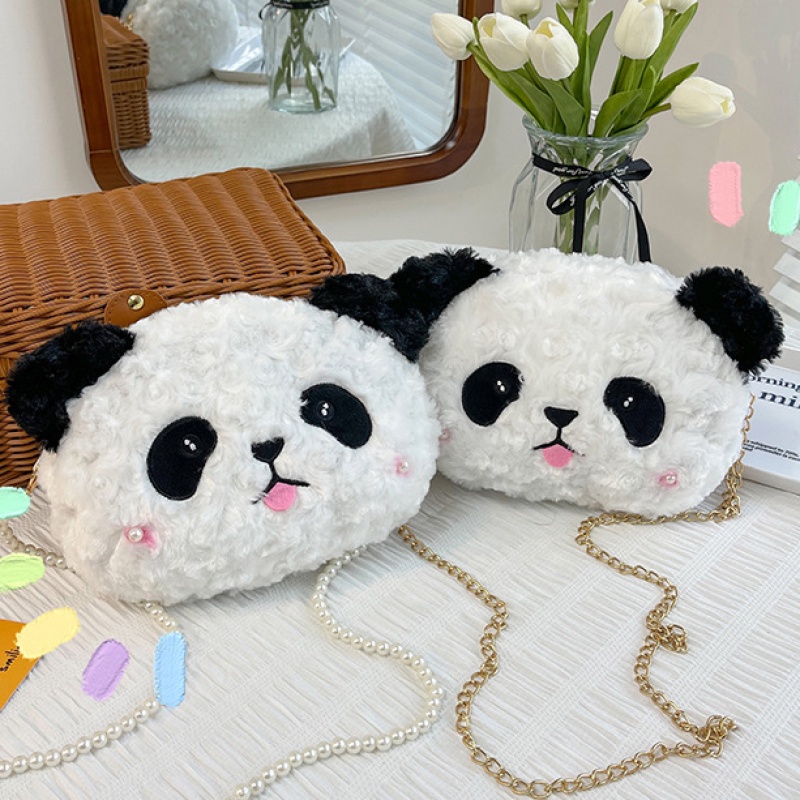 Túi Đeo Chéo Hình Gấu Trúc Nhồi Bông Dễ Thương Thời Trang Cho Bé Gái