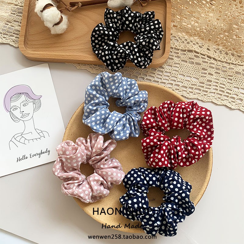 Dây buộc tóc vải chấm bi Scrunchie HOT TREND