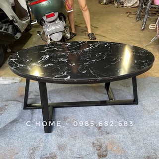 📛📛 Bàn Trà Sofa Hình Elip Mặt Đá Vân Mây C'Home
