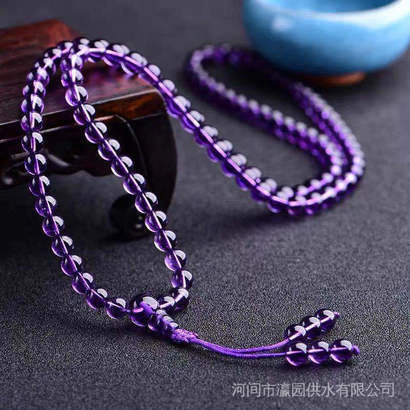 Vòng Tay Chuỗi 108 Hạt Đá Thạch Anh Tím Tự Nhiên Thời Trang Cho Nam Nữ
