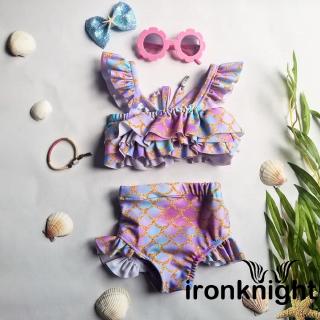 Bộ đồ bơi bikini 2 mảnh hình nàng tiên cá cho bé gái từ 1-5 tuổi