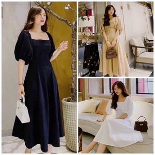 Đầm cổ vuông tay lỡ 3 màu