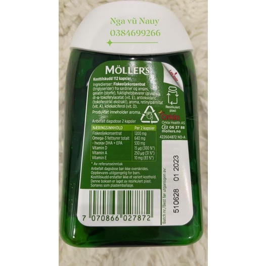 Dầu cá Mollers Omega3 nội địa Nauy hộp 112 viên