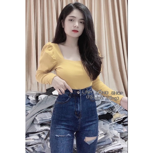 MÃ 507 QUẦN BÒ JEANS CẠP CAO RÁCH GỐI