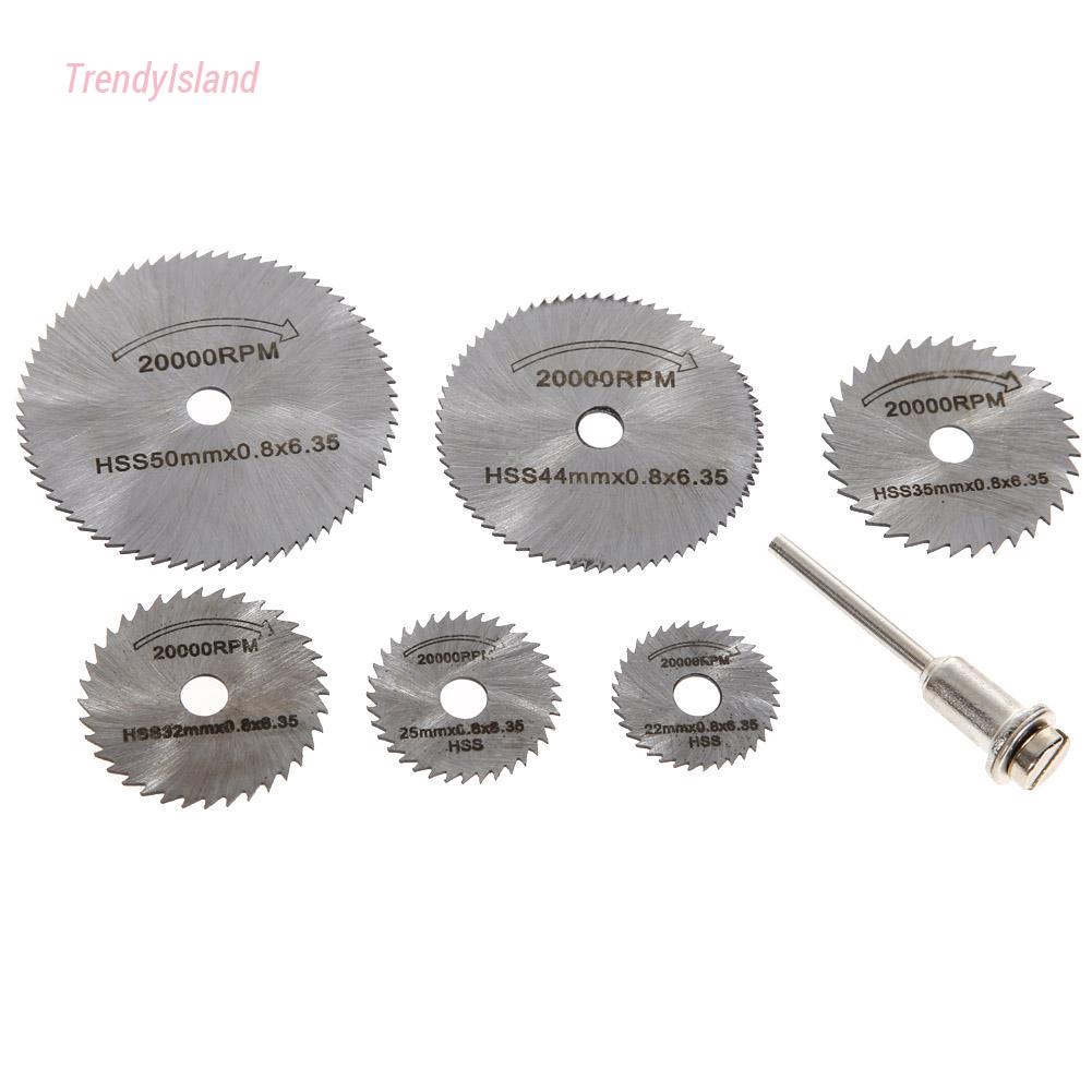 *Tre-home&amp;Living*7PC Cutoff Circular Saw HSS Rotary Blade Tool Cutting Discs Mandrel