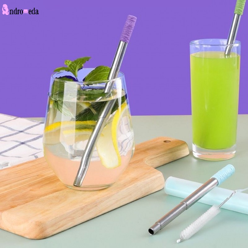 Bộ Ống Hút Bằng Thép Không Gỉ Màu Sắc Ngọt Ngào Kèm Ống Hút Tái Sử Dụng Được Đa Năng
