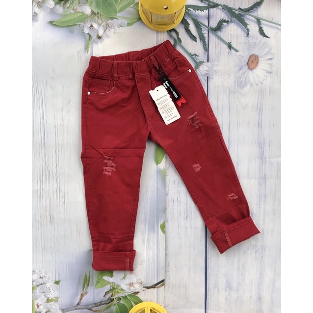 Quần jean dài co giãn bé 12-35kg ( tặng kèm móc khoá lưng)