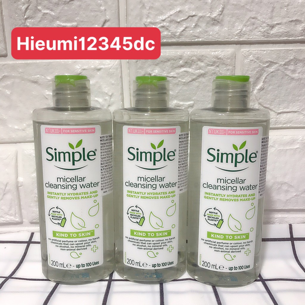 [HÀNG CHUẨN CHÍNH HÃNG DKSH] Nước Tẩy Trang Simple Micellar Cleansing Water 200ml