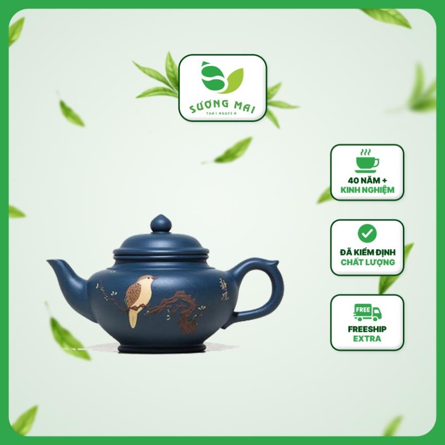 Bình Pha Trà Giữ Nhiệt SƯƠNG MAI Ấm Tử Sa Tiếu Anh Chế Tác Thủ Công Họa Tiết Chạm Khắc Tỉ Mỉ Sắc Nét Dung Tích 250ML
