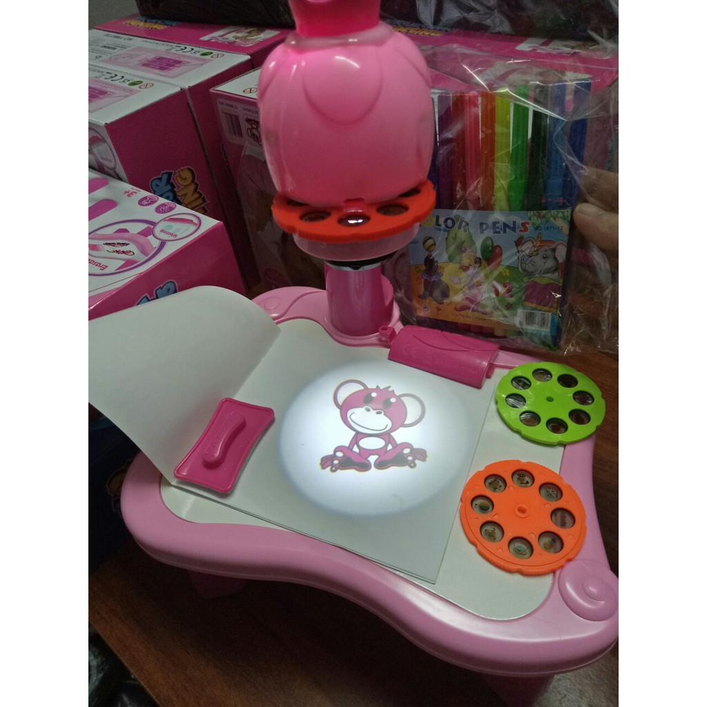 Bàn vẽ thông minh có đèn chiếu tranh ảnh và nhạc cho bé tập tô vẽ - projector painting
