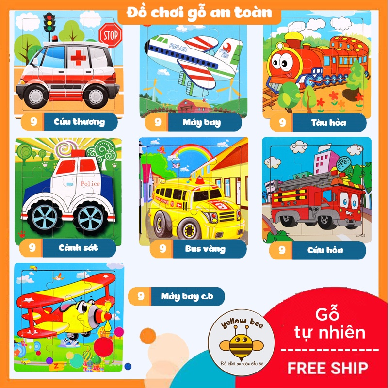 [9 miếng] Đồ chơi tranh ghép hình gỗ puzzle - Bộ ghép hình - Tranh xếp hình