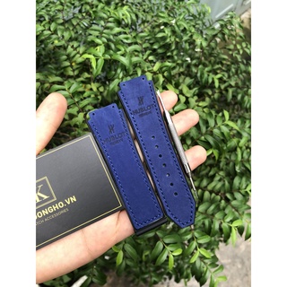 TẶNG TOVIT THAY DÂY Dây đồng hồ Hublot da lộn Xanh Dương case 42