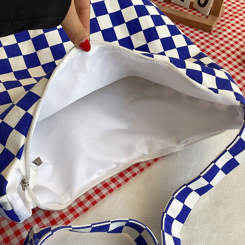 Túi xách YADOU vải canvas cỡ lớn kẻ sọc ca rô dễ thương cho nữ
