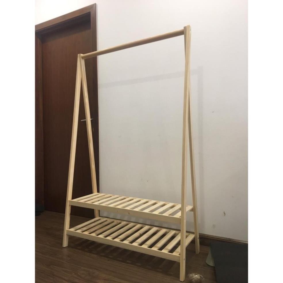Kệ treo quần áo chữ A 2 tầng gỗ thông Hàn Quốc, chống mối mọt, màu sắc tự nhiên l Kệ treo quần áo DORIS ACCESSORIES