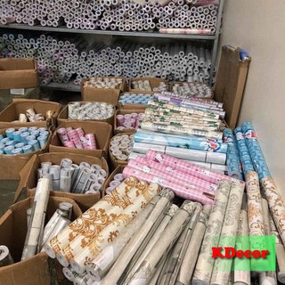 [ Sale ] Giấy dán tường mặt sau có sẵn keo khổ 10mx45cm hoa văn các màu
