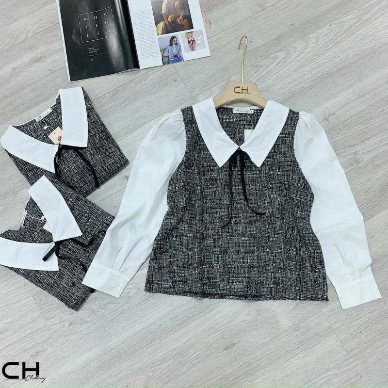 Áo Sơ mi dạ pha tay