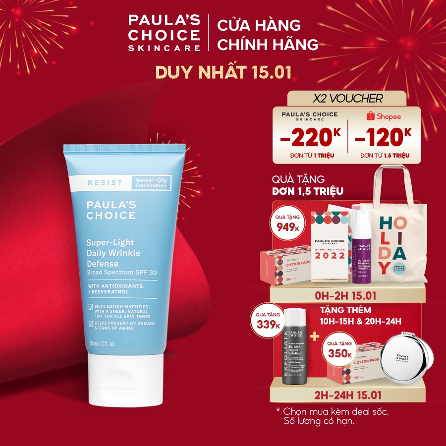 Kem chống nắng đa năng Paula’s Choice SuperLight Daily Wrinkle Defense SPF30 60ml 7760