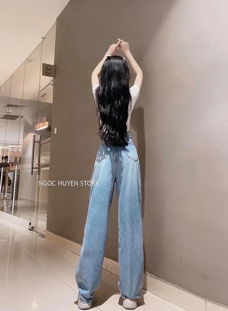 QUẦN JEANS ỐNG SUÔNG RÁCH GỐI