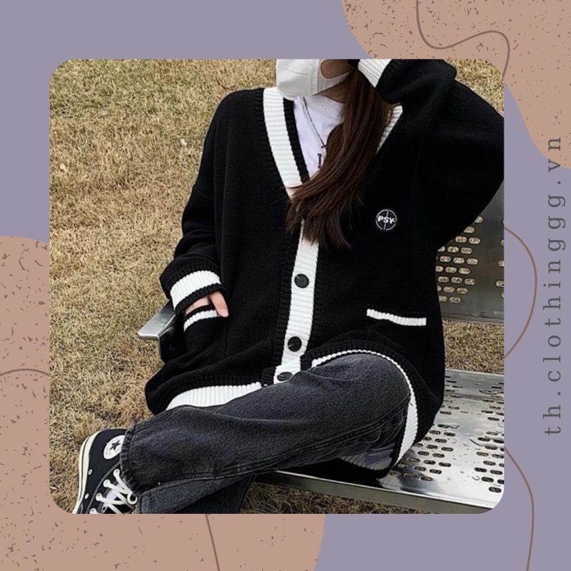 [Order] Áo cadigan phối đen trắng (ảnh thật)