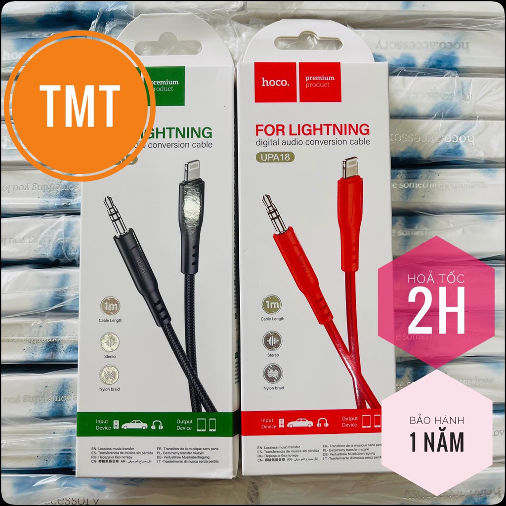 Cáp âm thanh Hoco UPA18 jack 3.5mm to Lightning, kết nối điện thoại với tai nghe Chụp, loa, xe ô tô dài 1M - CHÍNH HÃNG