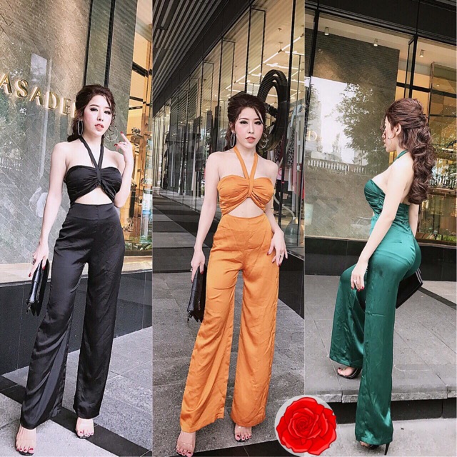 SALE 50% - Set áo yếm lụa quần suông sexy