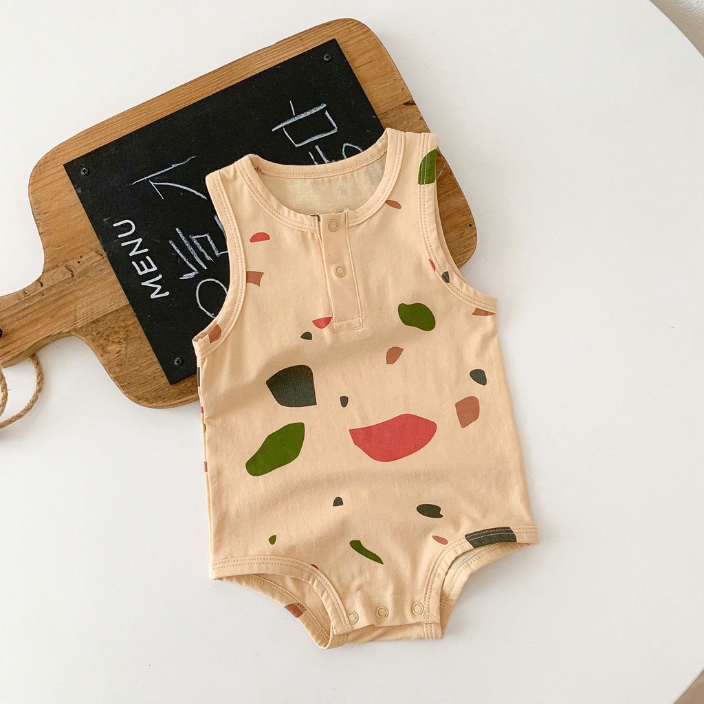 Bộ Áo Liền Quần Sát Nách Vải Cotton Thời Trang Mùa Hè Cho Bé Từ 0-2 Tuổi