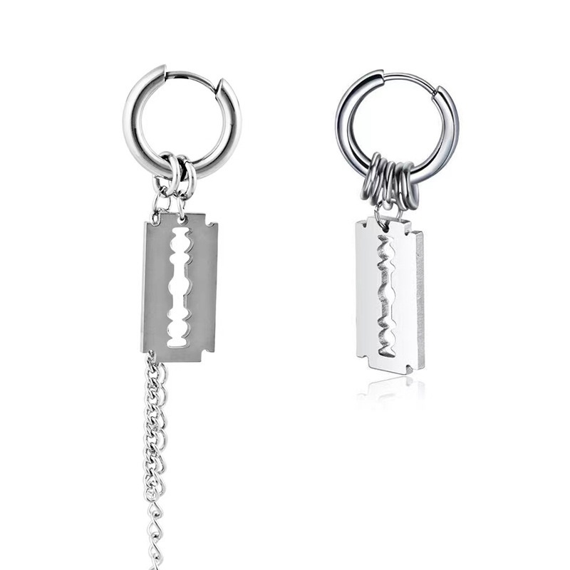 1 Khuyên Tai Tròn Dạng Xích Dài Bằng Thép Không Gỉ Phong Cách Punk Hip Hop Dành Cho Nam Và Nữ