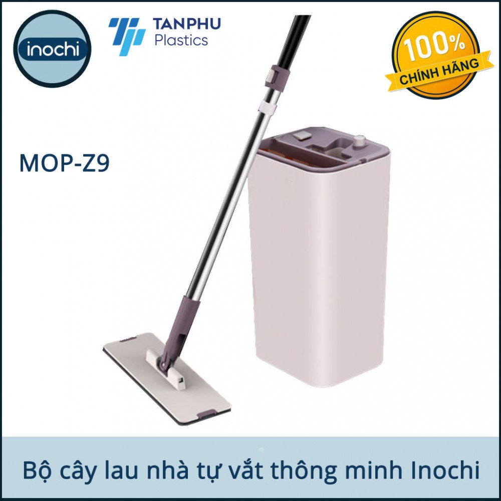 Cây lau nhà kèm thùng vắt Inochi, Mẹ Bé Pinus,  Bộ cây lau nhà tự vắt Inochi thông minh MOP-Z9